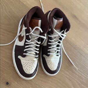 Brown and White High-Top Sneakers
